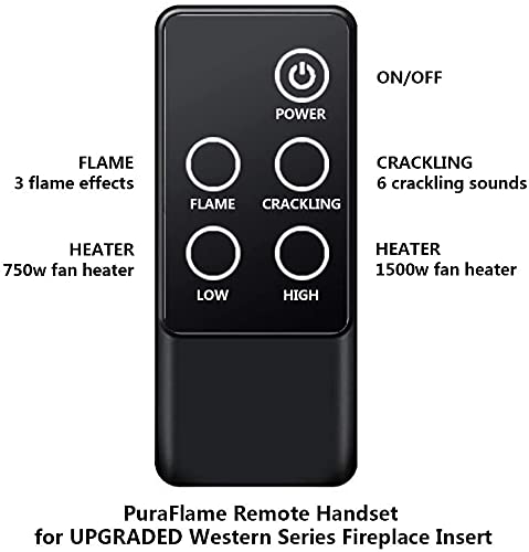 Amazon.com: PuraFlame Western Electric Fireplace Insert with Fire Crackling  Sound, Remote Control, 750/1500W, Black, 33 1/16 Inches Wide, 25 9/16  Inches High : Home u0026 Kitchen