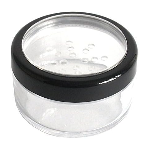 (1 Sifter Jar) 30mL Black Rimmed Lid Thick Wall Empty Small Plastic Sifter JAR for Makeup Powder/Balm/Glitter/Craft Cover