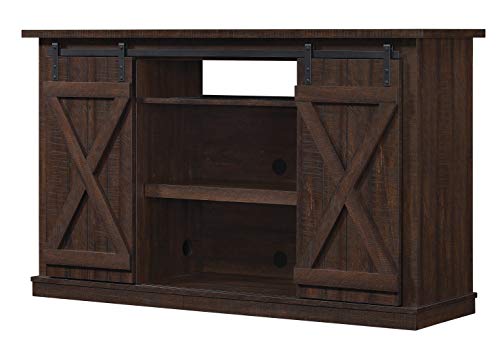 Twin Star Home Sliding Barn Door Tv Stand, Sawcut Espresso #TOP5