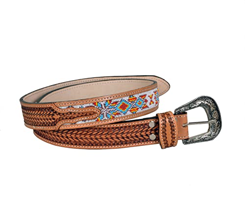 Western Beaded Genuine Leather Belt For Men and Women 30HQ1152