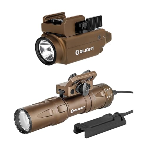 OLIGHT Baldr S 800 Lumens Compact Rail Mount Weaponlight with Green Beam and White LED Combo Bundle Odin Mini 1250 Lumens Ultra Rechargeable Mlok-Mount Flashlight