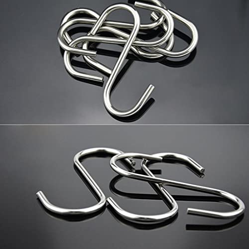 Clyhon 10 Pack S-Form Haken zum Aufhängen Kleiderbügel für Küche, Bad, Schlafzimmer und Büro (Silber,5 cm Lang)