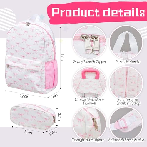 Redbaker 6 Pcs Kids Luggage Set, 17 Inch, Pink Bow by Redbaker - Used condition - Image 4