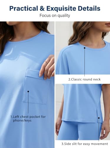 Aotasely Women 2 Piece Lounge Set Summer Oversized T-Shirt Biker Shorts Matching Airport Travel Casual Outfits Clothes — view 6