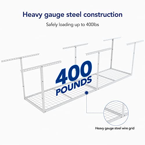 Fleximounts 2X8 Overhead Garage Storage Rack,Adjustable Garage Storage Organization Systerm,Heavy Duty Metal Garage Ceiling Storage Racks,400Lbs Weight Capacity,White thumb #2
