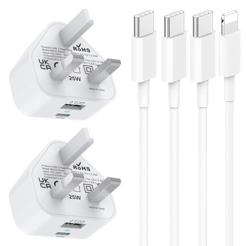 iPhone Charger Fast Charge,Apple i Phone Fast Charger Lightning Cable and Plug 25W Super Charging for iPhone 16e/16/15/14/14 Plus/14 Pro Max/13/13 Pro/12 Pro/SE/11 Pro,1M New USB C to C Lead and Head