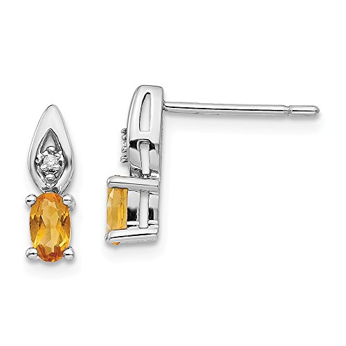 14k White Gold Yellow Citrine Diamond Post Stud Earrings Drop Dangle Birthstone November Fine Jewelry For Women Gifts For Her