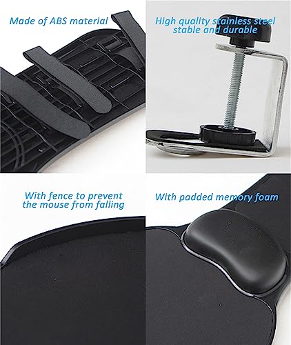 Support de bras réglable noir LL-COEUR avec repose-poignet ergonomique pour bureau