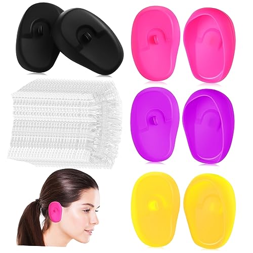 Vaguelly Cubiertas De Orejas De Silicona Para Ducha y Tinte Del Cabello Gorras Impermeables Desechables Para Protección De Orejas Baño