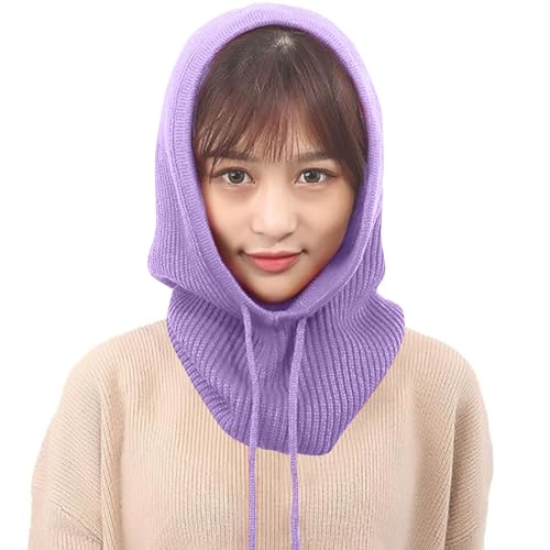 Bonnet chauffe-oreilles violet coupe-vent en feutre plume doux - 2