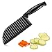 Ruikdly Cuchillo Arrugado Cortador de Patatas Onduladas Profesional Cortador de Arrugas Inoxidable Cuchillo Ondulado Niños Cortador Patatas Fritas para Papas, Frutas, Verduras(Negro)