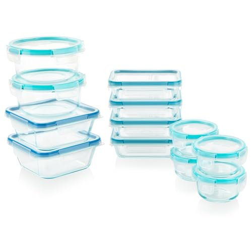 Snapware Total Solutions (12 Pack, 1, 2 & 4 Cup) Glass Food Storage Containers Set, Airtight & Leakproof Locking BPA-Free Lids, Freezer Dishwasher Microwave Safe