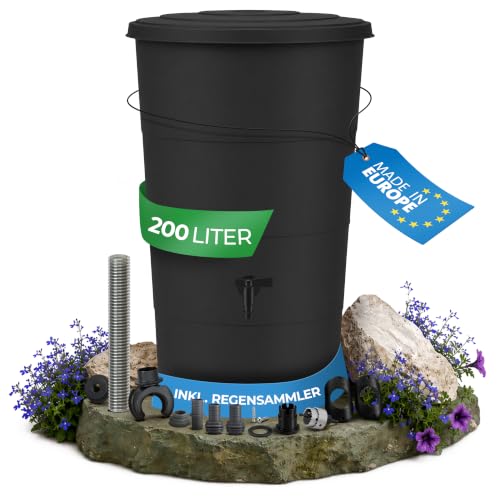 YourCasa Regentonne 200 Liter [inkl. Anschlusset & Bohrer...
