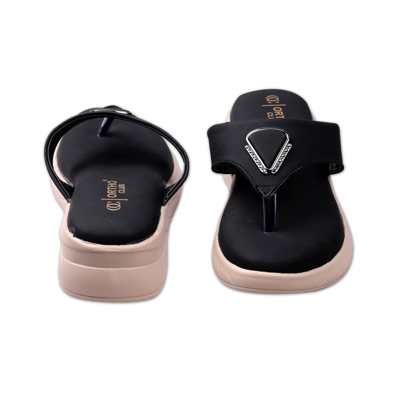 Image of ORTHO CLUB Women's Orthopedic Comfort Sandals - Soft Cushion Footbed, Anti-Slip Sole, Stylish Toe-Ring Design - Lightweight Sandals for Women & Girls