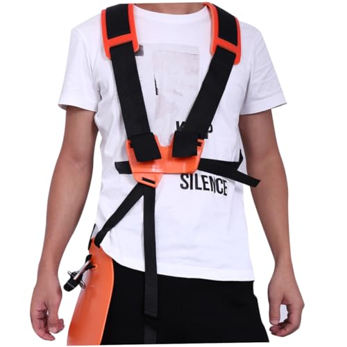 BESTonZON 背帯割草機用ダブルショルダーストラップ 可能パッド入りベルト 腰バンド付き 疲労軽減設計 オレンジ色 刈払機 ブラシカッター対応