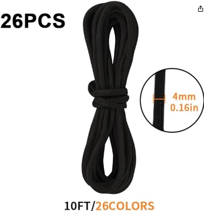 26 Colors Paracord Cord 10 Feet 4mm 550 Paracord Rope 7 Strand Outdoor Survival Rope Paracord Bracelet Rope for Outdoor Camping Paracord Keychain Dog Collar Crafting Making. image 2