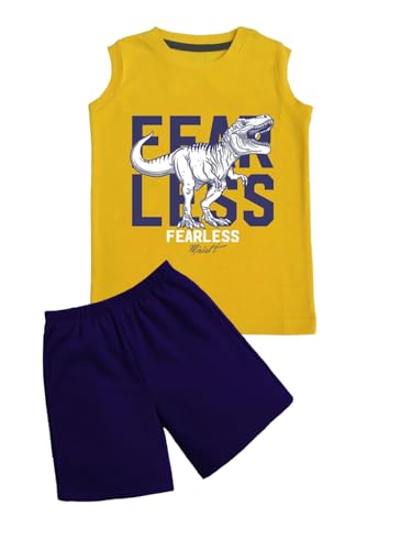 Image of minicult Cotton Vest and Shorts Combo for Girls and Boys (Yellow & Black)(Set of 1)