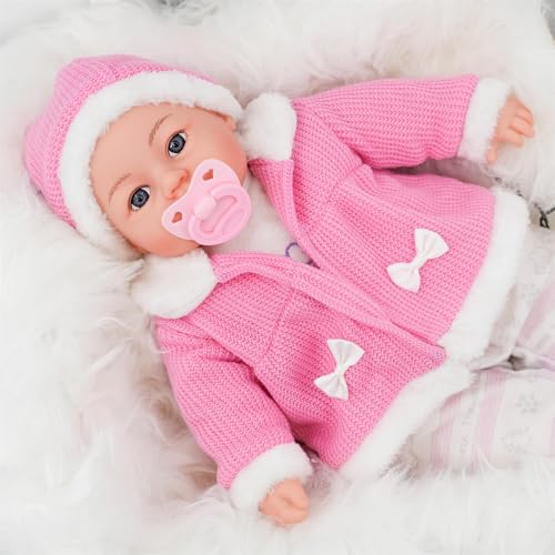 BiBi Doll 18" Baby Girl Doll with Dummy & Sounds - Lifelike, Soft Body, Pink Coat Outfit, Realistic Toy for Girls & Boys Aged 18 Months+