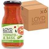 Loyd Grossman Tomato & Basil Pasta Sauce – Classic Italian-Inspired Sauce With Rich Tomato & Fresh Basil For Pasta Meals, 660 g (Pack of 6)