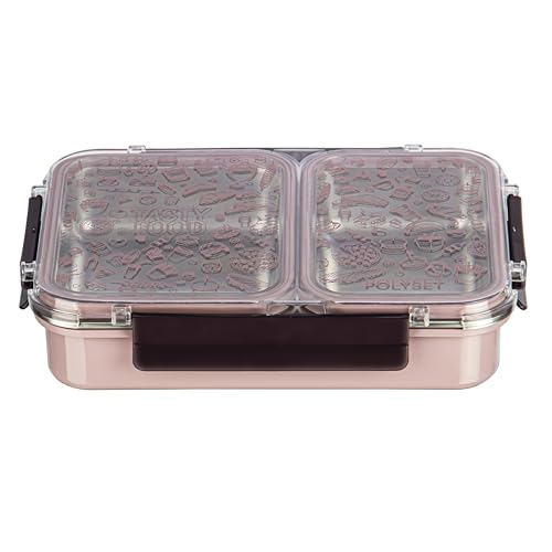 Image of Polyset Munch Mate 800 2 PARTITION - Turkey Beige Compartment Stainless Steel Lunch Box, Leakage Proof Lunch Box for School Kids and Adults Pack of 1 800ml