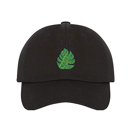 Monstera Leaf Baseball Cap- Vegan Hats Unisex (Black)