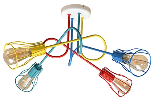 Image of Helam Oxford Multi Arm Semi Flush Ceiling Light Multi-Coloured 64cm
