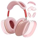 Picture of MOLOPPO Case Cover for AirPods Max Headphones, Silicone Ear Pad/Headband Cover/Clear Soft TPU Ear Cups, [3 in 1] Accessories Protector for Apple for AirPod Max (2024/2020), Pink