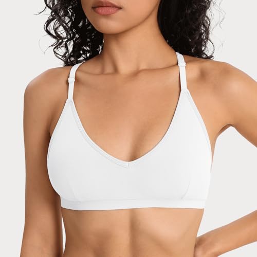Image of INIBUD Sports Bras for Women Racerback Triangle Padded Bralette Y Back Seamless Bra No Underwire V Neck Wireless