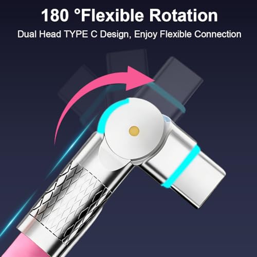 Image of Verilux 240W Type C Cable Fast Charging with LED, 9.8Ft 180 Degree Flexible C Type Charger Cable, 480Mbps Data Transmission USB C for iPhone 17 /17 Pro /17 Pro Max /16 /15, Galaxy S25 /S24, MacBook, Pink