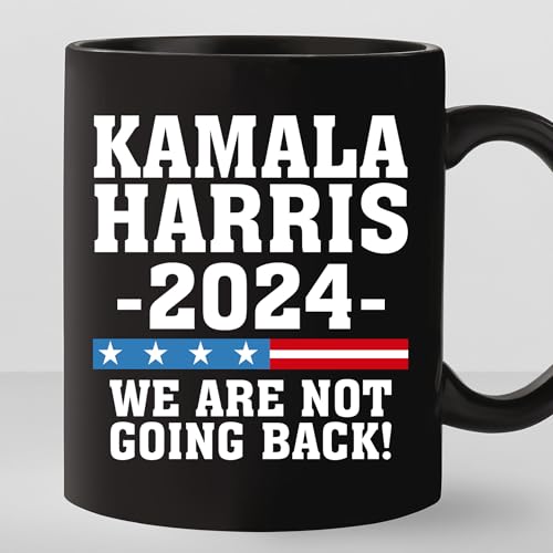 RTATBY 11 Oz Ceramic Mark Mug Novelty Coffee Cup Kamala Harris 2024 We're Not Going Back Coffee Mug, Vote Kamala Harris For President Mug, Ceramic Mug For Family, Friends, Coworkers,24og08mbB01