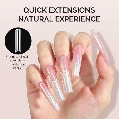 Image of MelodySusie Half Cover Long Square X Nail Tips - 288Pcs 12 Sizes