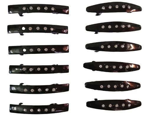 Beauty Tool Medium Size Hair Clip With Stone For Women And Girls | Pack Of 12 | (Black Color)-image-45
