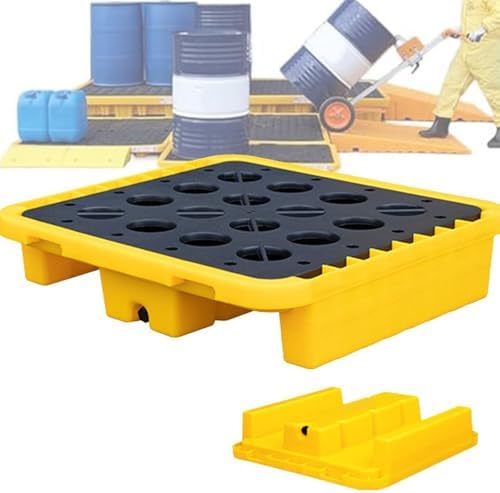 Heavy Duty Polyethylene Spill Containment Pallet with Grating - High Load Capacity Tray for Safe Chemical Storage and Modular Spill Protection