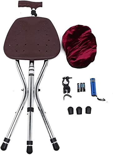 Canne de marche avec siège réglable tabouret béquille alu pliant
