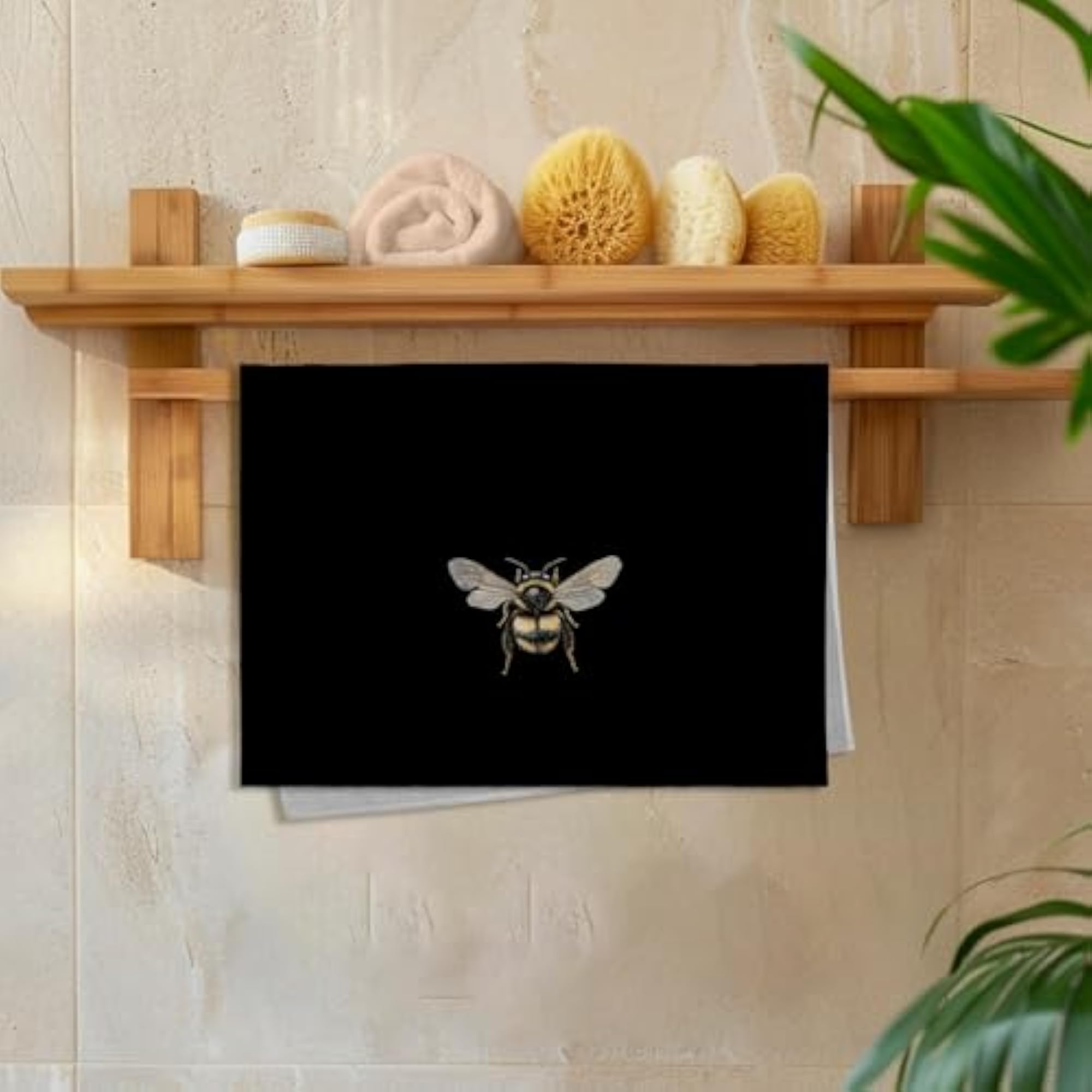 Moody Bumble Bee Kitchen Towels Set of 2, Decorative Hand Towels