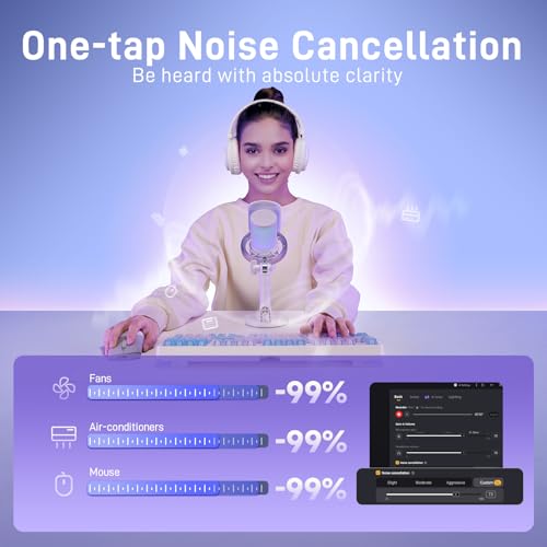 Image of MAONO Wireless USB Microphone for PC,Gaming Streaming Mic with Software AI Voice Change,3-Level Noise Cancellation,Custom EQ,Mic Monitor Gain Control for Laptop Computer Podcast (DM40 Pro-White)
