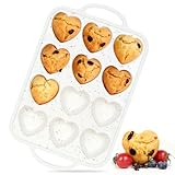 CAKETIME Heart Shaped Muffin Pan with Metal Frame, Nonstick Heart Silicone Molds for Valentine's Day Baking Shaped Egg Muffins, Cupcake, Tartlets, Egg Bites, Chocolate Muffin, Soaps