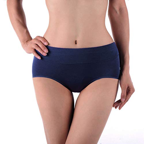 Image of Womens Underwear,Cotton Mid Waist No Muffin Top Full Coverage Brief Ladies Panties Lingerie Undergarments for Women Multipack