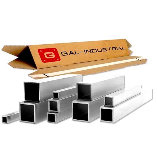 GAL - INDUSTRIAL Tubo cuadrado de aluminio 40 x 40 x 3 mm | Longitud 10–400 cm | Corte a medida posible | Aluminio EN AW 6060 | Tubo cuadrado, perfil de aluminio, perfil hueco, perfil de aluminio |