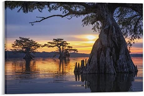 Posters & Prints Landscape Wall Art Swamp Painting Cypress Swamp Poster Canvas Picture for Living Room Bedroom Office Kitchen Decor 12x18inch(30x45cm)