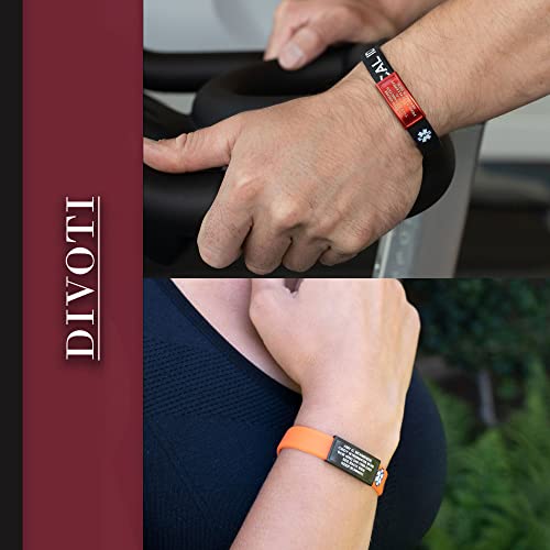 Divoti Ultra-Sleek Custom Engraved 13-Mm Wide Silicone Sport Medical Id Wristband For Athletes – Color Plated Red/Blue- Medium #TOP4