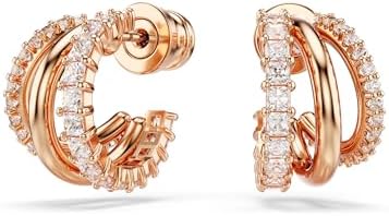 Swarovski Hyperbola Hoop Earrings, Mixed Cuts, Mini, Clear, Rose ...