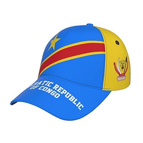DABOYOZHZH Casquette de baseball drapeau de la République démocratique du Congo avec imprimé complet pour homme adulte chapeau patriotisme supporter casquettes de football noir, noir, 7/7 1/4