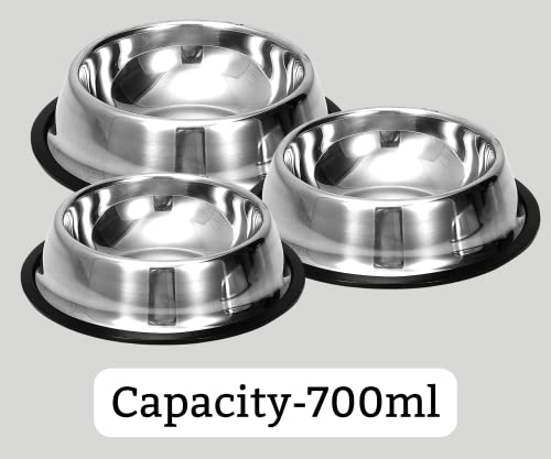 Foodie-Puppies-Stainless-Steel-Bowl-for-Puppies-Kittens-Rabbits-and-More-700ml-Medium-Silver-I-Non-Skid-Rubber-Bottom-FoodWater-Bowl-I-Non-Toxic-100-Safe-for-Pets
