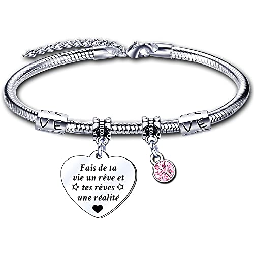 ZYMGUO Bracelets pour Amitié,Cadeau Femme Bracelets-Fais de Ta Vie un Rêve et Tes Rêves une Réalité- pour Femme Bracelet (1)