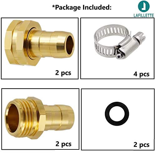 Image of LAFILLETTE Garden Hose Repair Pipe Connector with Clamps Hose, Fit for 3 /4 inch Garden Hose Connector (Pack of 2)