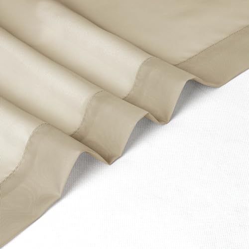 Image of Chyhomenyc Taupe Sheer Valance for Windows, 42Wx12L, 2 Pack | Light Filtering Voile Soft Airy Topper Small Window Treatment Rod Pocket, Living Room Bedroom Laundry Basement