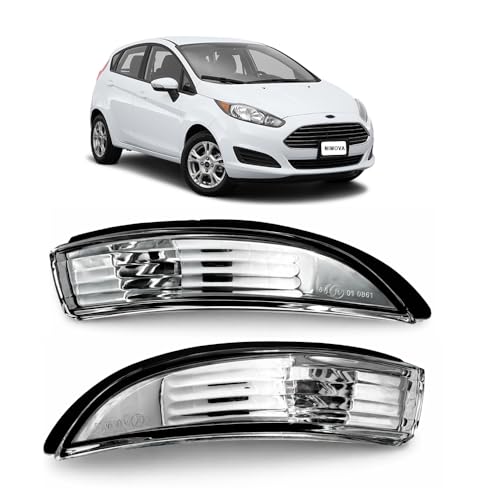 Wing Mirror Indicator Light Lamp Lens Clear Left and Right Side Set Pair For Ford Fiesta B-Max 2008-2017 Models | OEM 1748313, 1748314, 8A6113B381AF, 8A6113B382AF | Fits UK Right-Hand Drive Models
