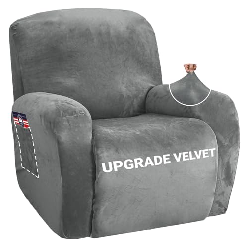 ZNSAYOTX Stretch Velvet Recliner Cover 4-Pieces, Thick Soft...
