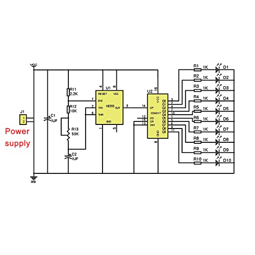 Snapklik.com : NE555+CD4017 LED Chaser LED Running Light Flow Light Kit